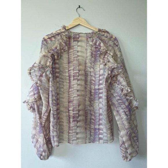 Alexis Samel Ruffle Wisteria Button Down V-Neck Top Women's Multi Size: XS NWOT - Picture 6 of 8